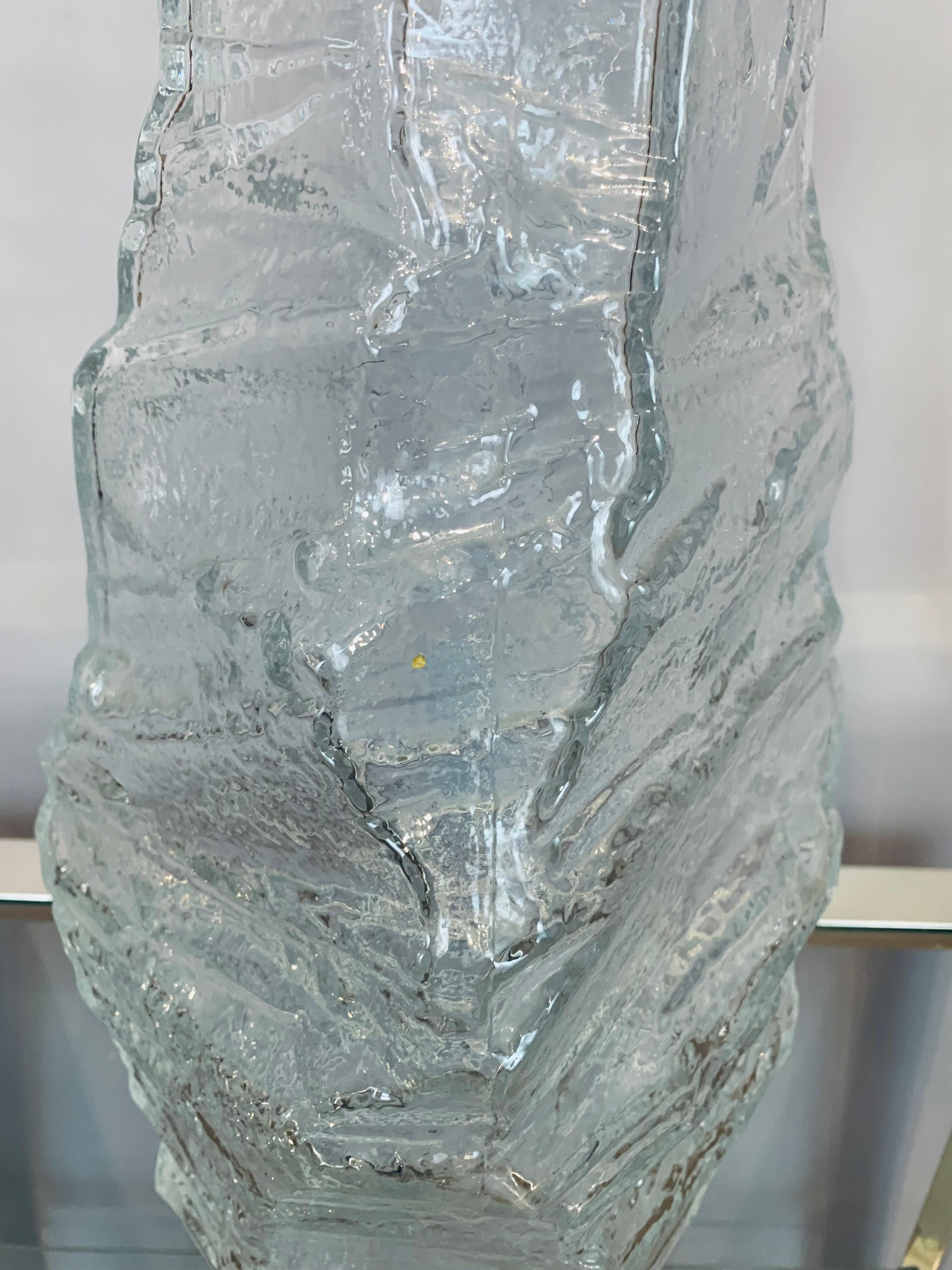 1970s Large Mid Century German Peill & Putzler Glacier Arctic Iced Glass Vase 8