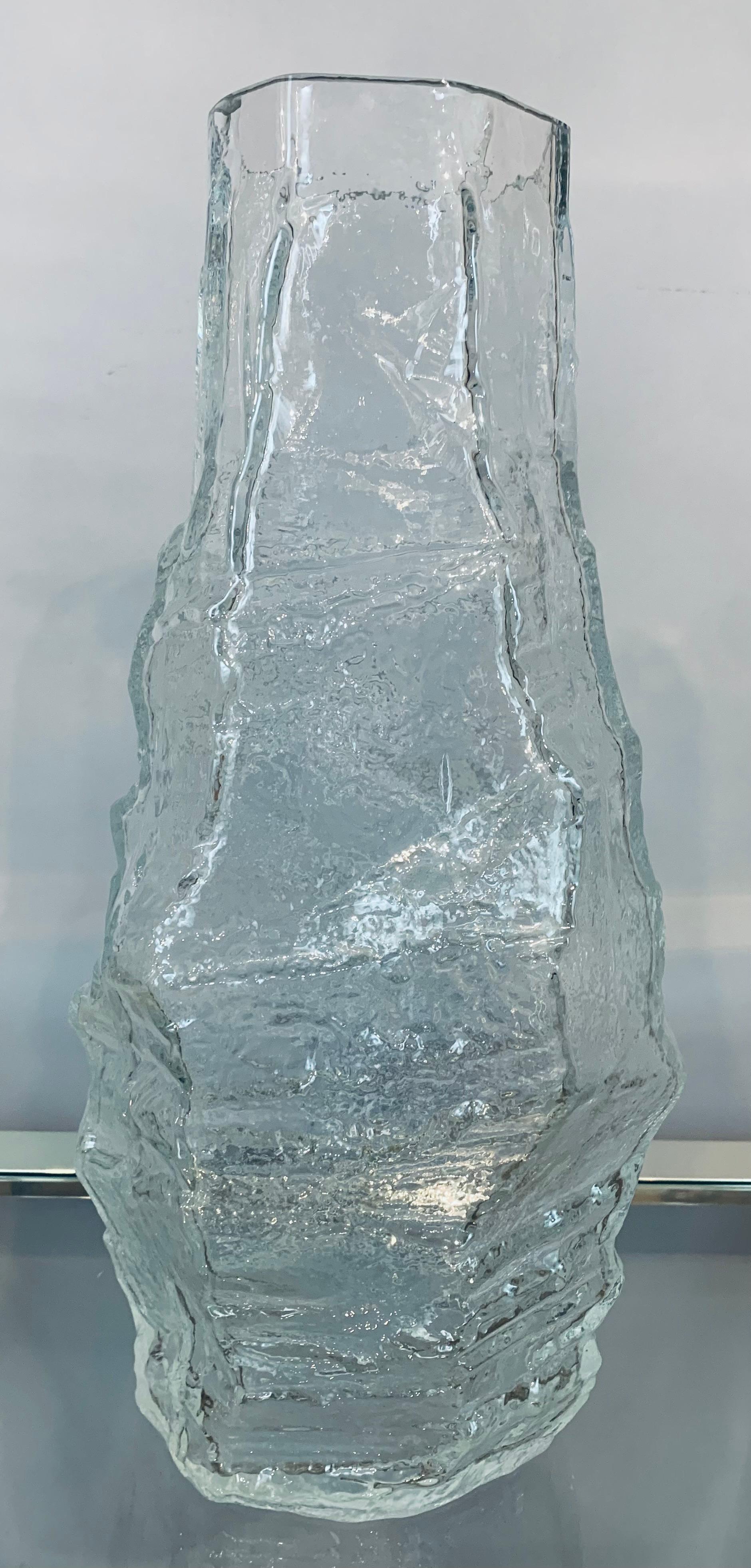 Mid-Century Modern 1970s Large Mid Century German Peill & Putzler Glacier Arctic Iced Glass Vase