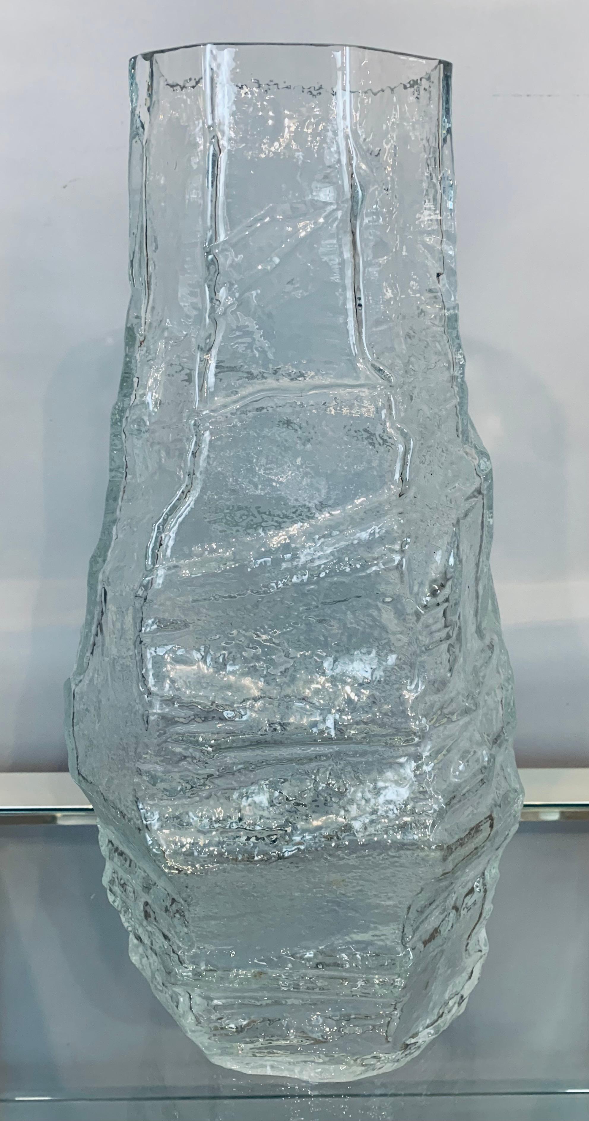 20th Century 1970s Large Mid Century German Peill & Putzler Glacier Arctic Iced Glass Vase