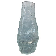 Vintage 1970s Large Mid Century German Peill & Putzler Glacier Arctic Iced Glass Vase