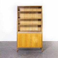 1970's Large Mid-Century Glass Fronted Bookcase, Cabinet