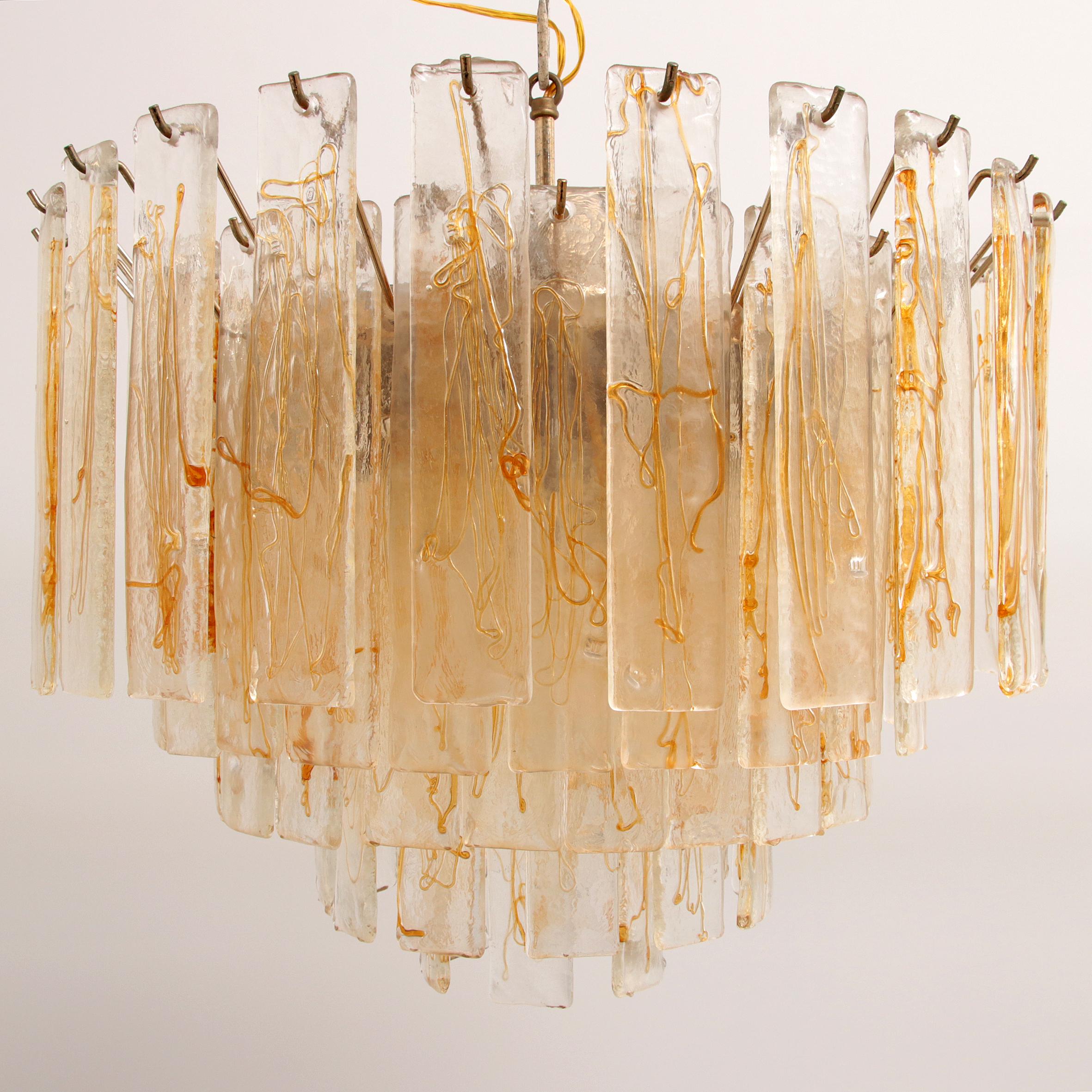 1970s Large Murano Glass Hanging Lamp by Mazzega, Italy For Sale 6