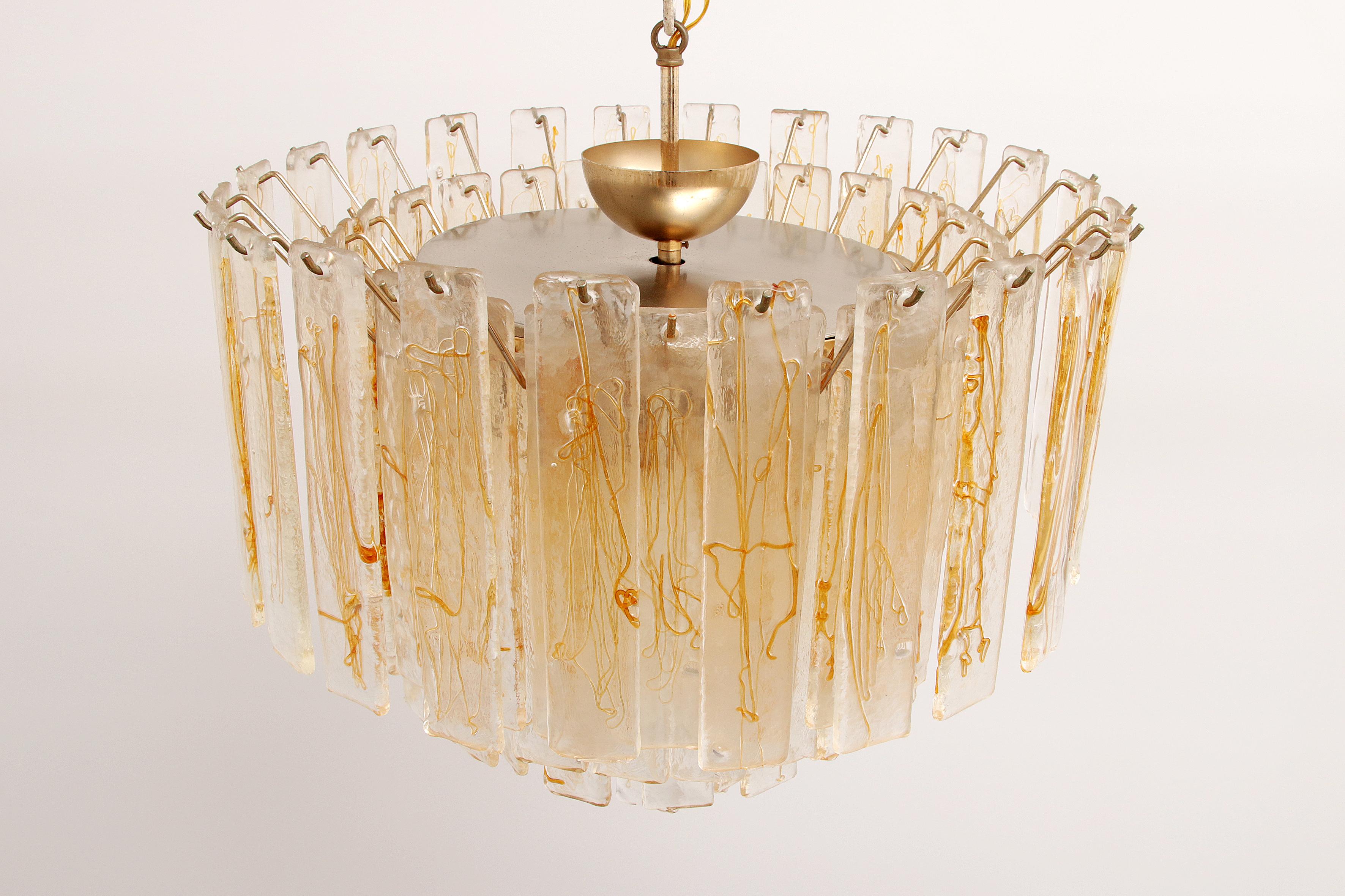 1970s Large Murano Glass Hanging Lamp by Mazzega, Italy For Sale 7