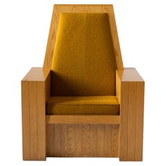 1970s Large Oak Cubist Chair