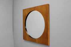 1970s Large Oak Square Mirror