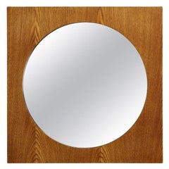 1970s Large Oak Square Mirror