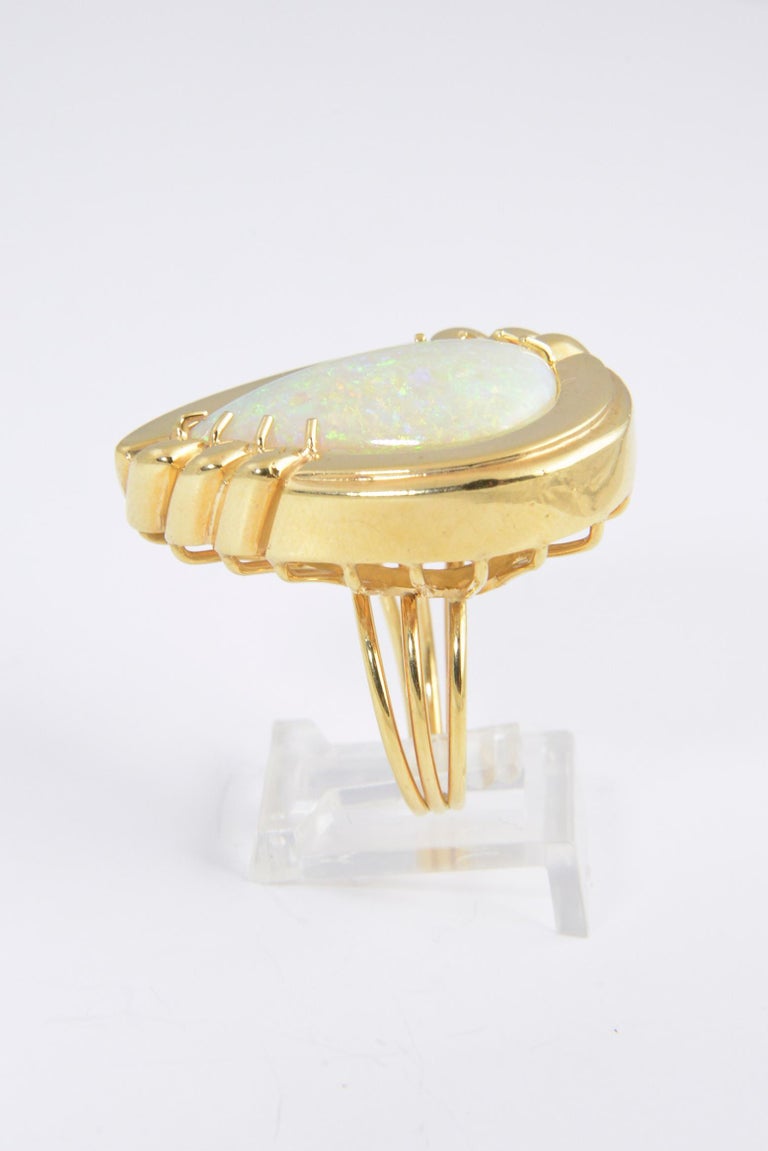 1970s Large Opal Yellow Gold Cocktail Statement Ring For Sale at 1stDibs