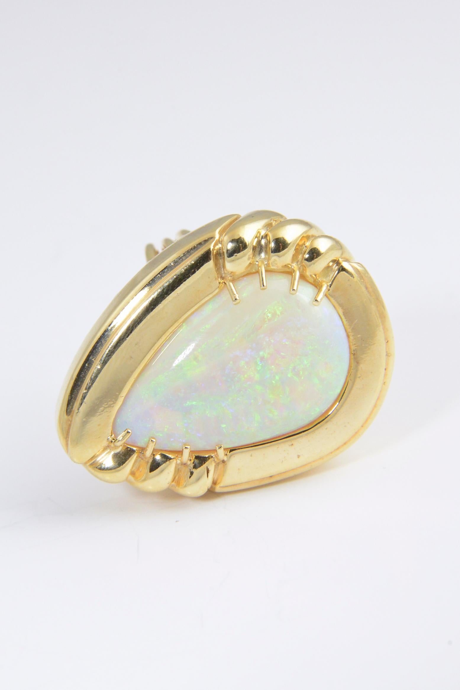 Women's 1970s Large Opal Yellow Gold Cocktail Statement Ring For Sale