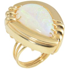 1970s Large Opal Yellow Gold Cocktail Statement Ring