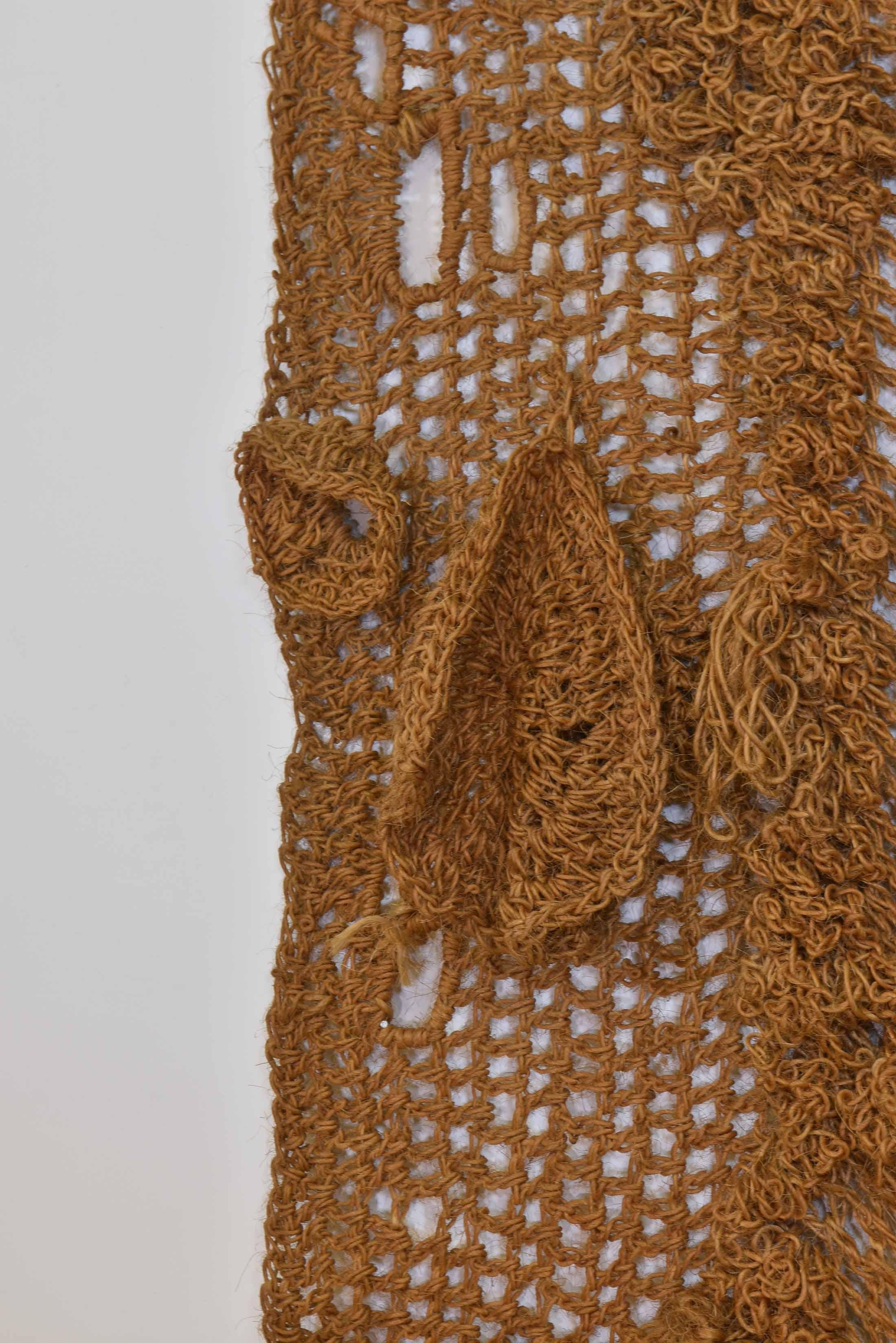 Hand-Crafted 1970s Large Organic Sisal Wall Hanging Attributed To Kathleen Mc Farlane