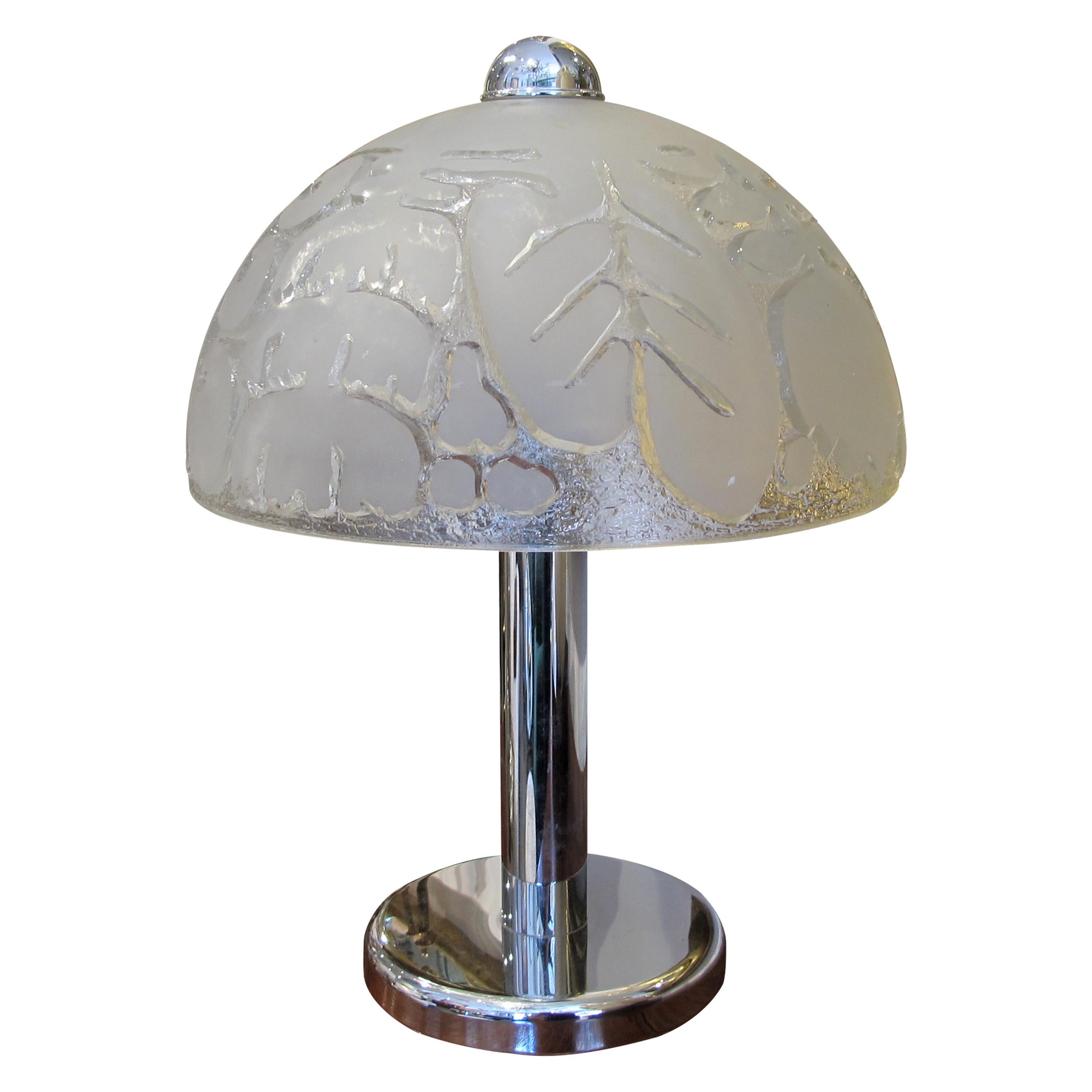 1970s Large Pair of Chrome and Frosted Glass Table Lamps, German In Good Condition For Sale In London, GB