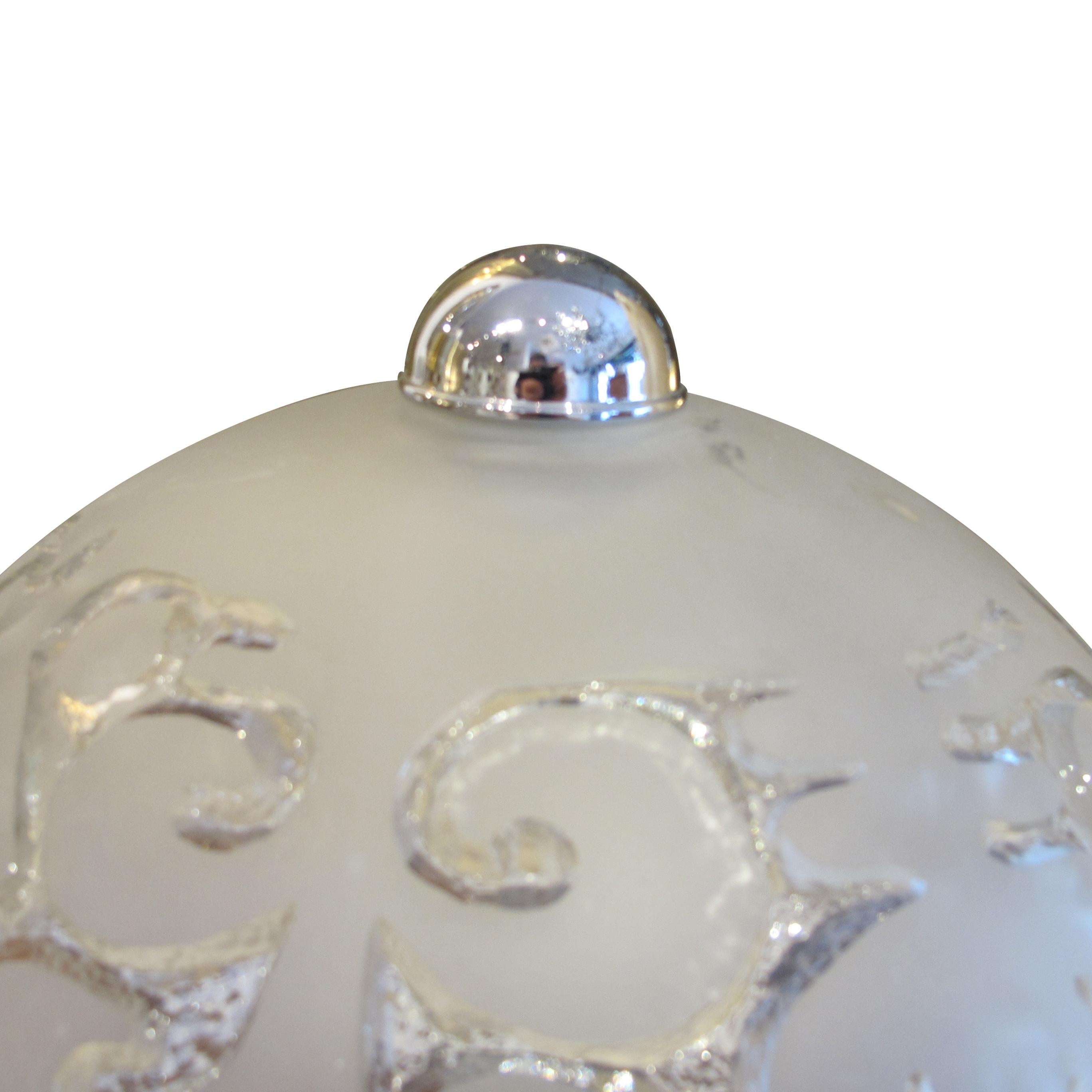 Late 20th Century 1970s Large Pair of Chrome and Frosted Glass Table Lamps, German For Sale