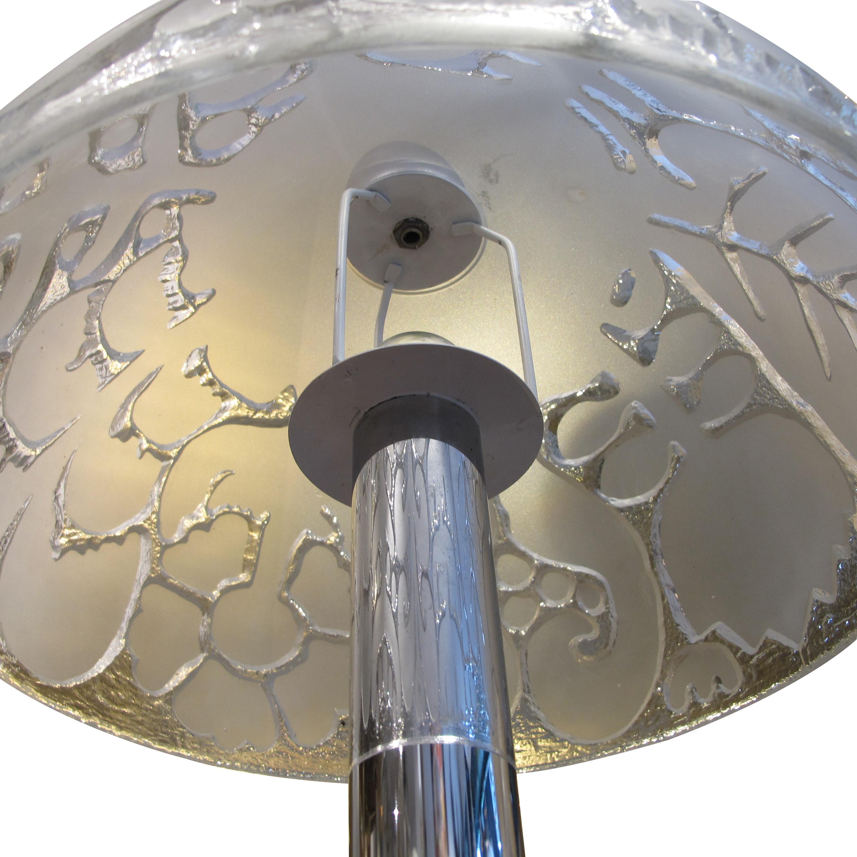 1970s Large Pair of Chrome and Frosted Glass Table Lamps, German For Sale 2