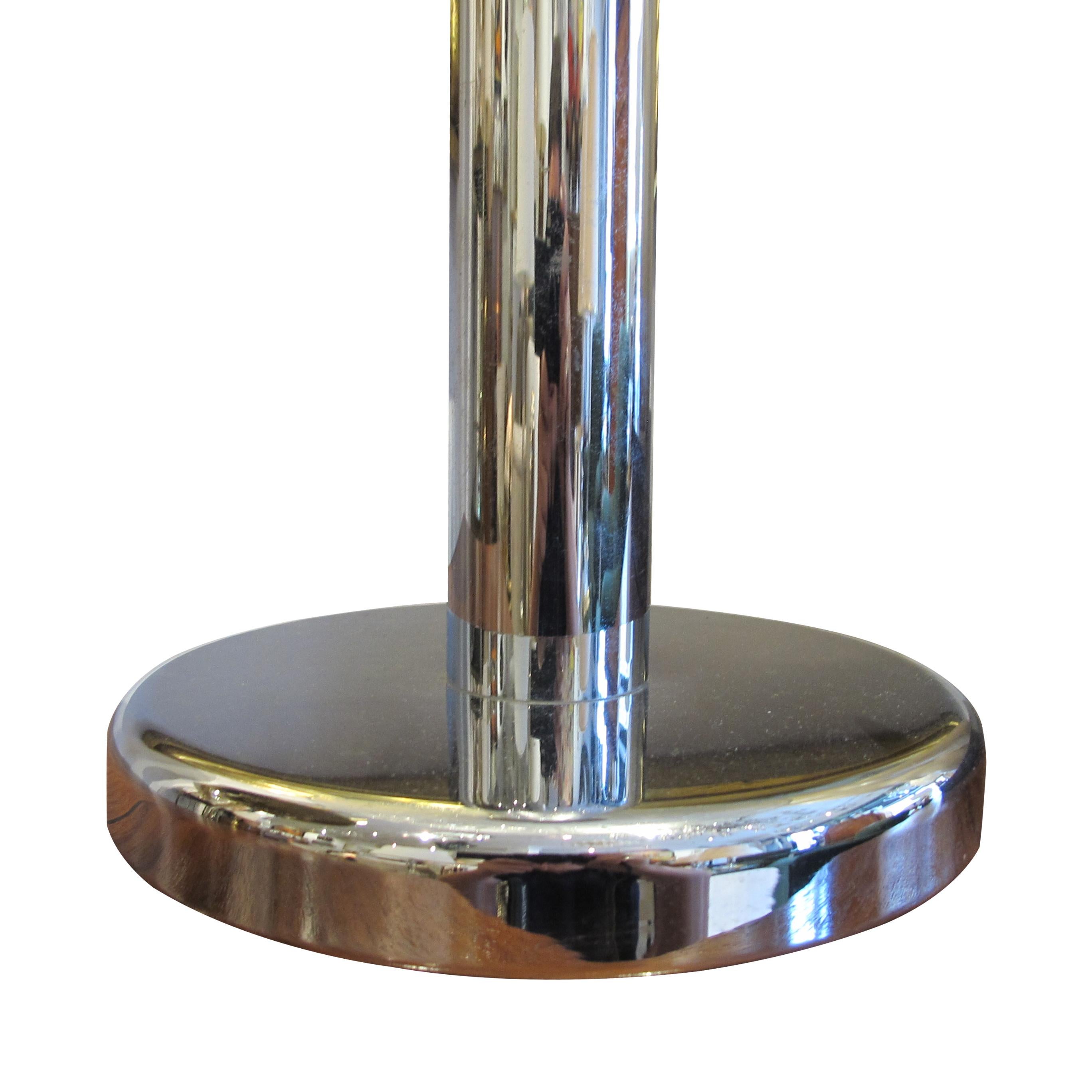 1970s Large Pair of Chrome and Frosted Glass Table Lamps, German For Sale 3