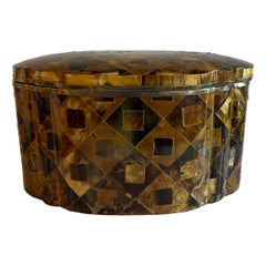 1970s Large Patchwork Horn and Silver Box by Tommaso Barbi
