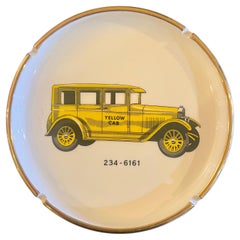 1970's Large Porcelain Ashtray Yellow Cab by Jack Nadel California