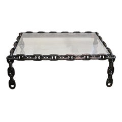 1970s Large Rectangular Nautical Chain Link Coffee Table, Belgian