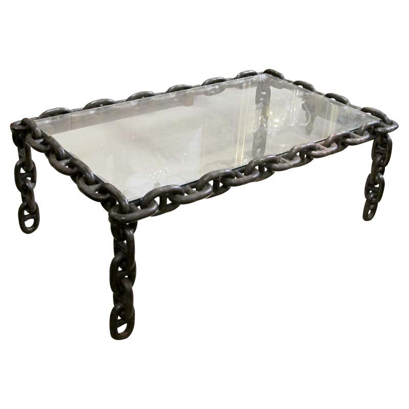 Artisan Large Industrial Chain Link Iron Coffee Table, Belgium, 1970 ...