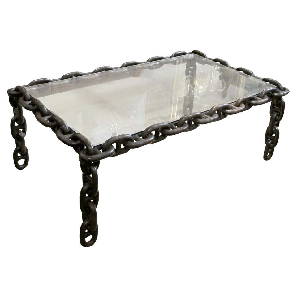 Artisan Large Industrial Chain Link Iron Coffee Table, Belgium, 1970 ...
