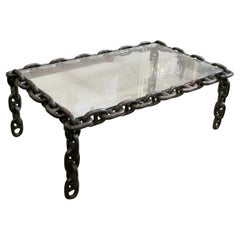 1970s Large Rectangular Nautical Chain Link Coffee Table, Belgian