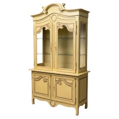 1970s Large Scale French Provincial Painted Cabinet / Hutch By Baker Furniture