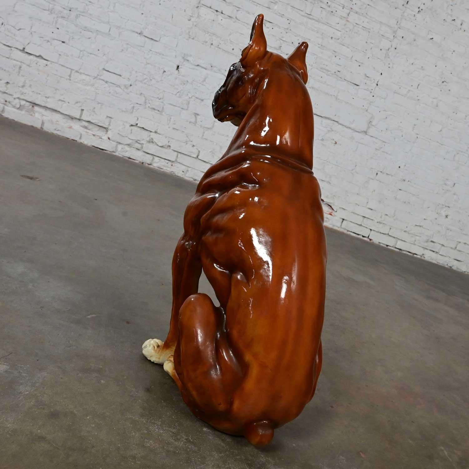 1970s Large Scale Molded Resin Boxer Dog Statue / Sculpture Style of Marwal Ind For Sale 2