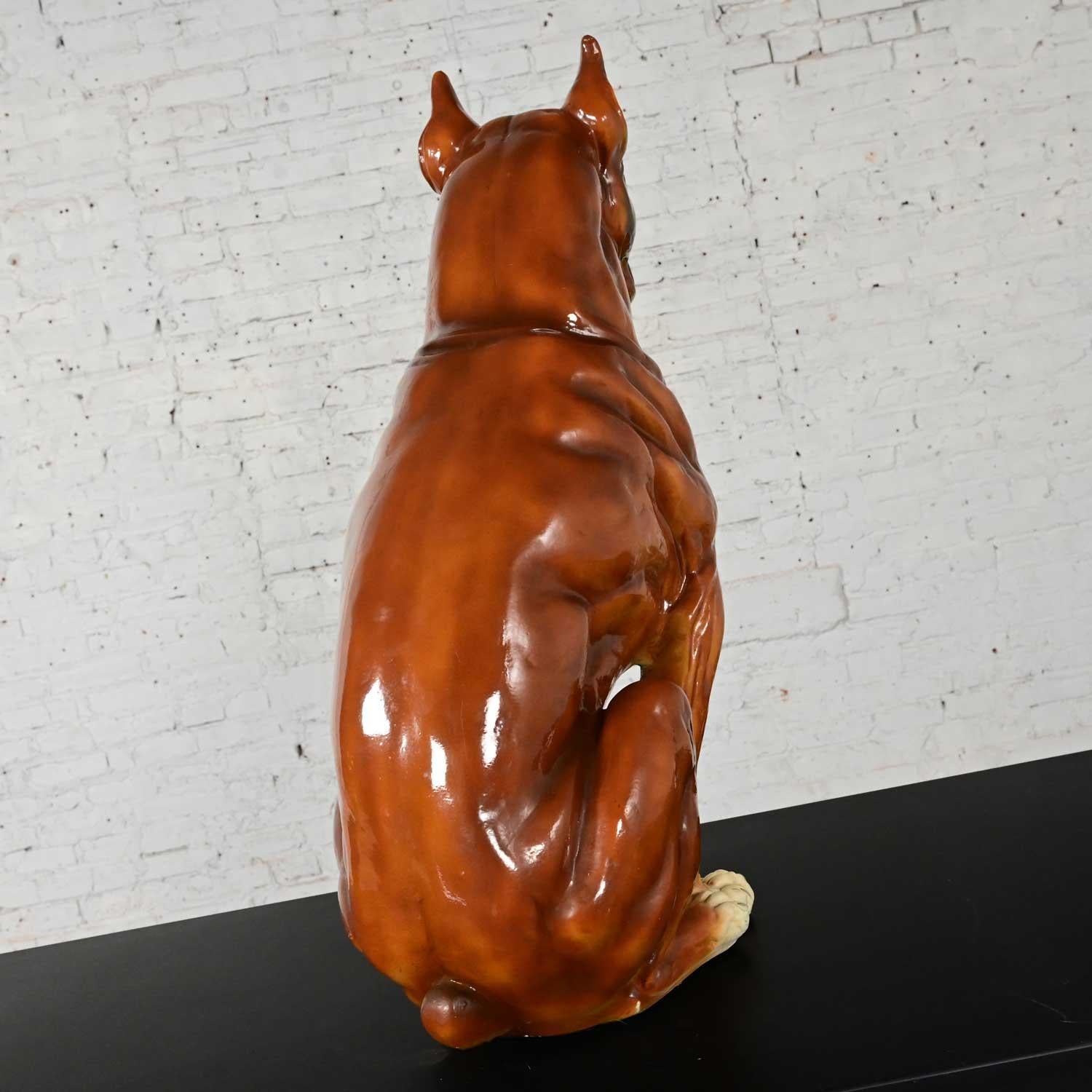 1970s Large Scale Molded Resin Boxer Dog Statue / Sculpture Style of Marwal Ind For Sale 3