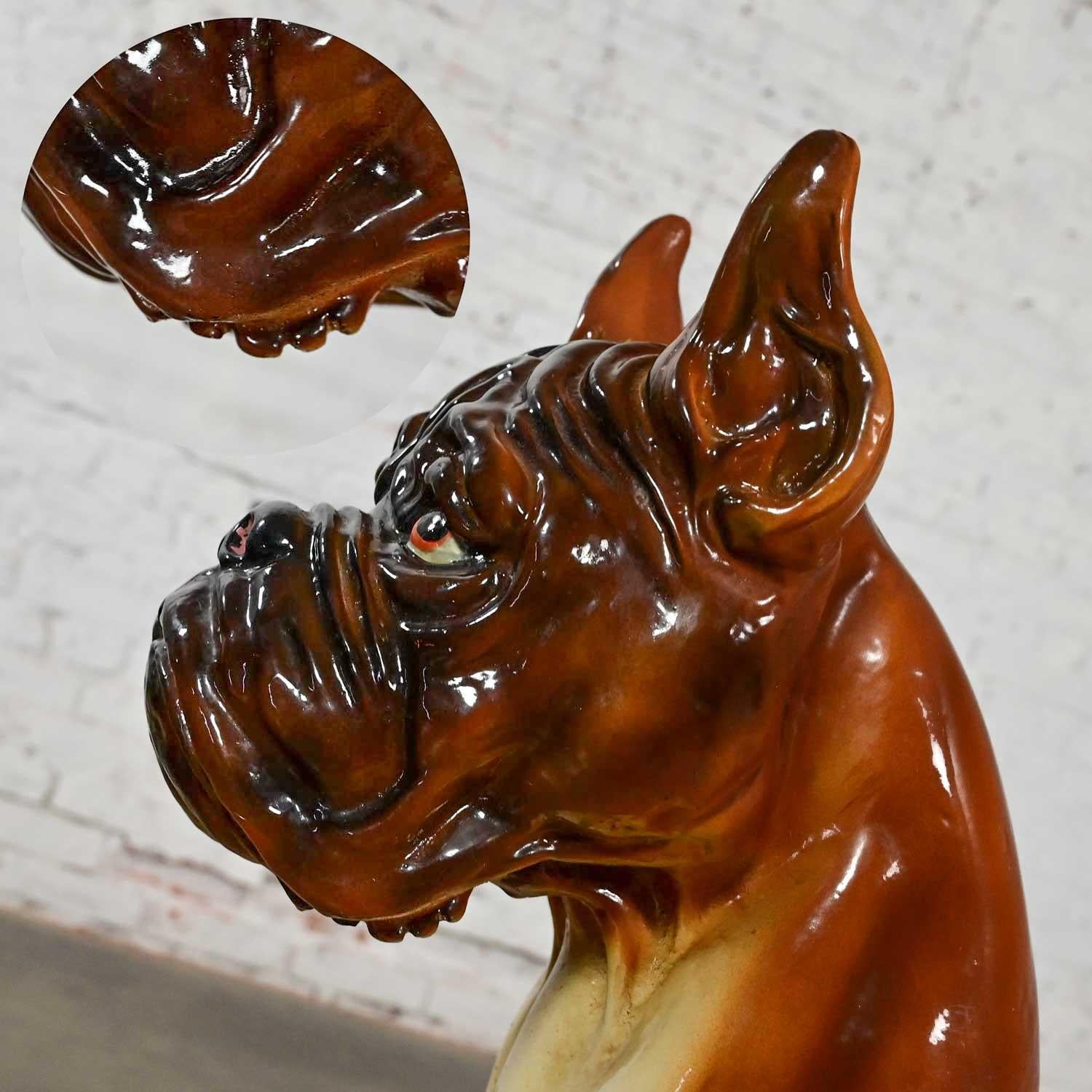 1970s Large Scale Molded Resin Boxer Dog Statue / Sculpture Style of Marwal Ind For Sale 4