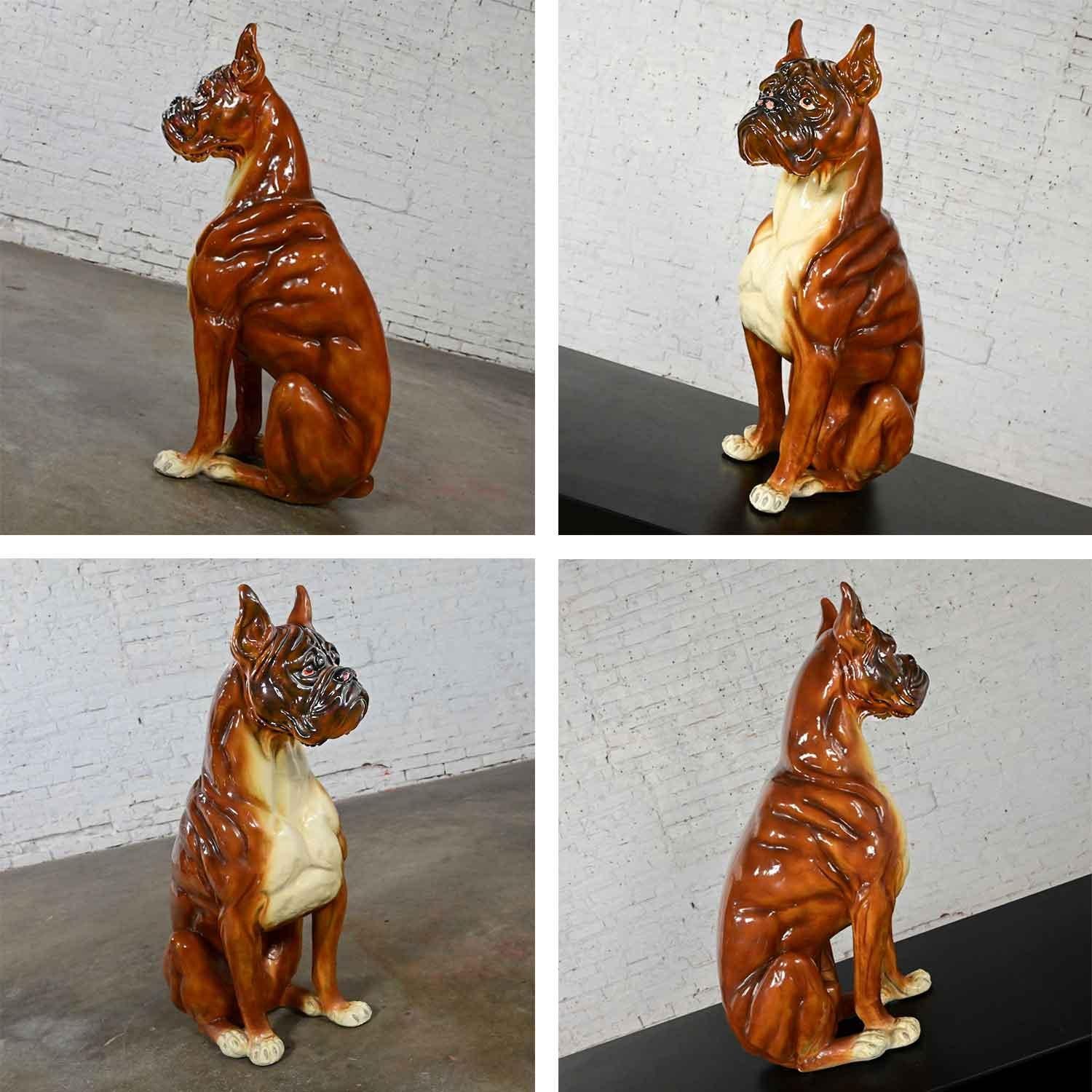 1970s Large Scale Molded Resin Boxer Dog Statue / Sculpture Style of Marwal Ind For Sale 9