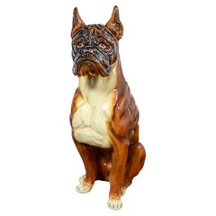 1970s Large Scale Molded Resin Boxer Dog Statue / Sculpture Style of Marwal Ind