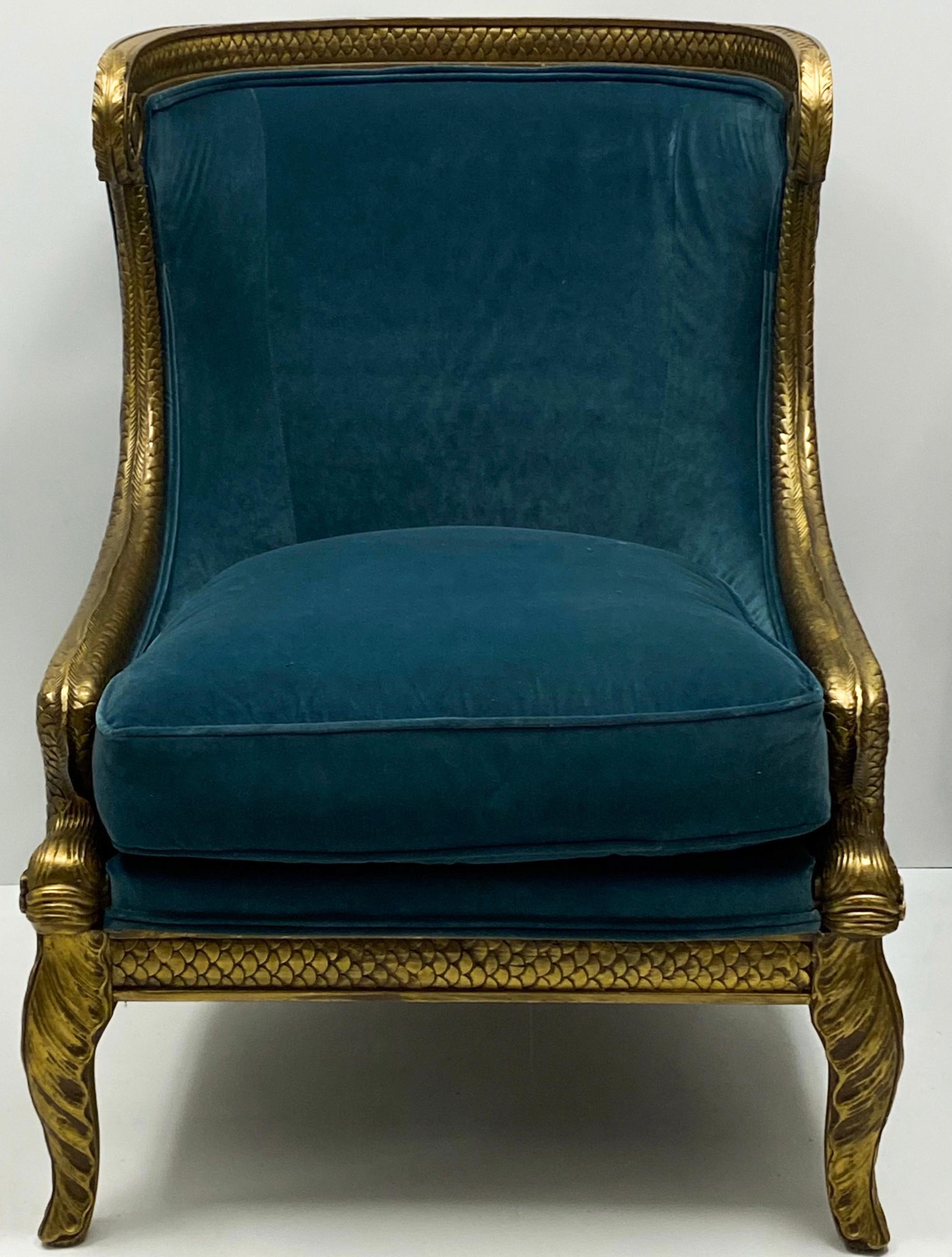 American 1970s Large Scale Neoclassical Style Erwin-Lambeth Dolphin Chair