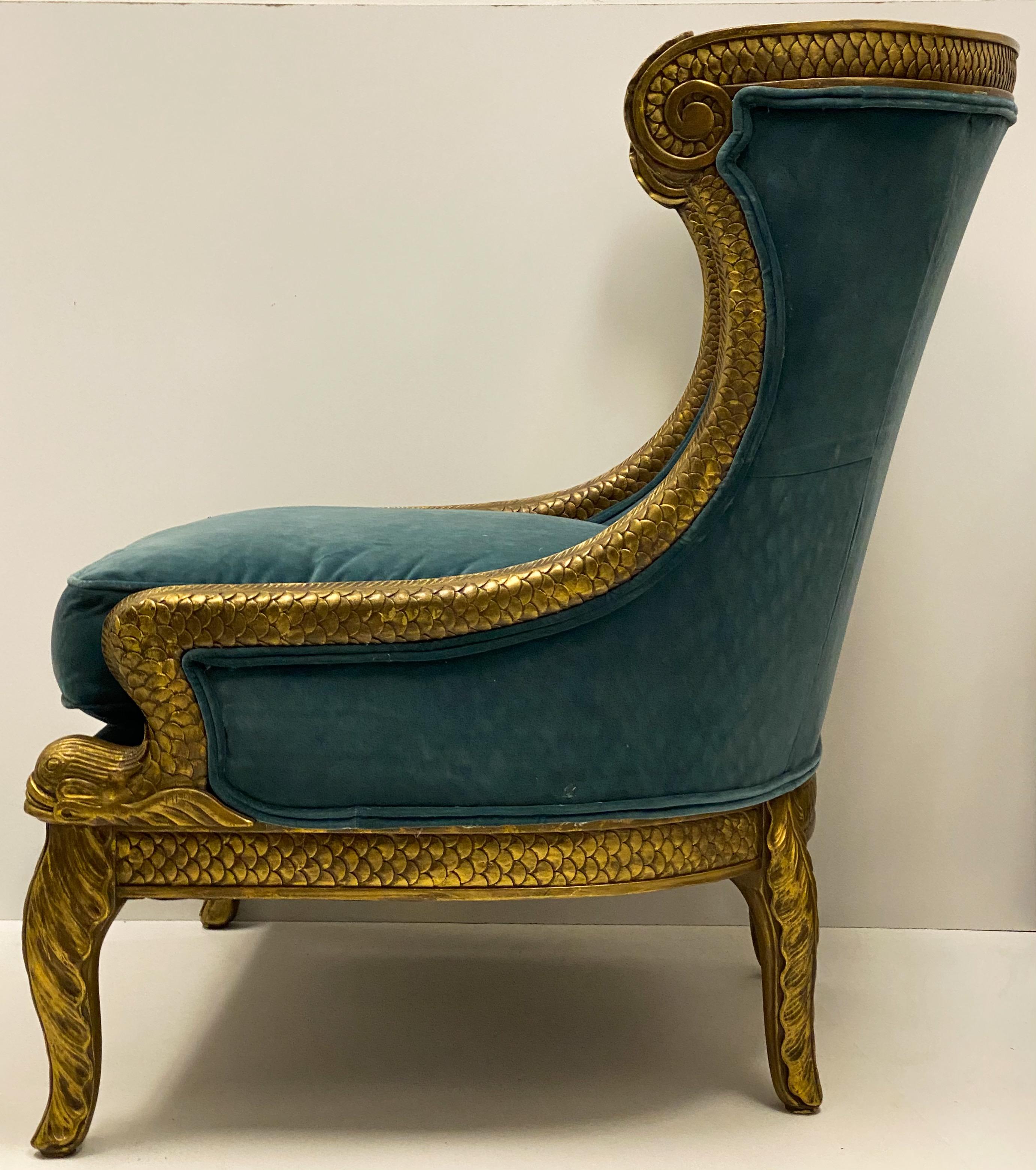 1970s Large Scale Neoclassical Style Erwin-Lambeth Dolphin Chair In Good Condition In Kennesaw, GA