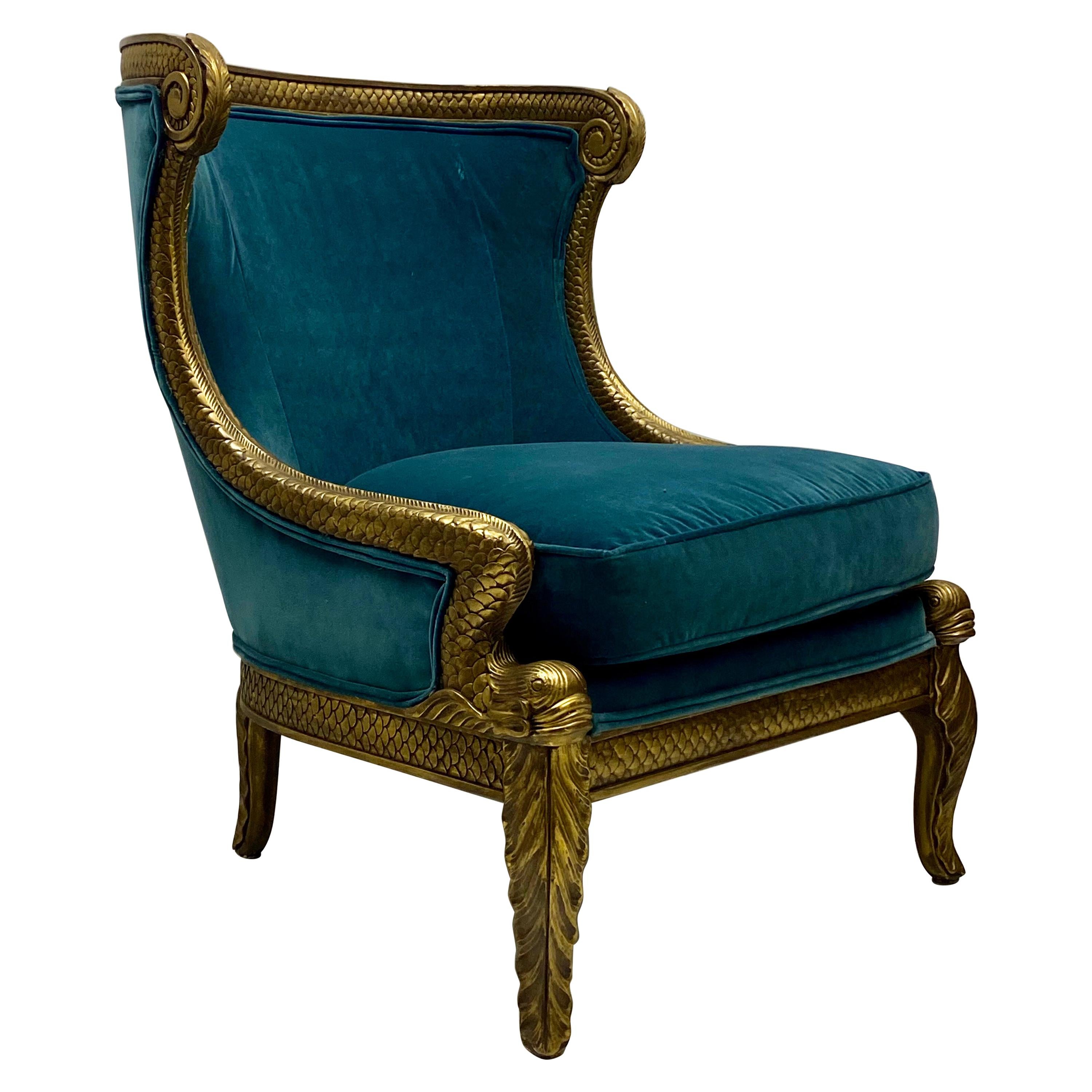 1970s Large Scale Neoclassical Style Erwin-Lambeth Dolphin Chair