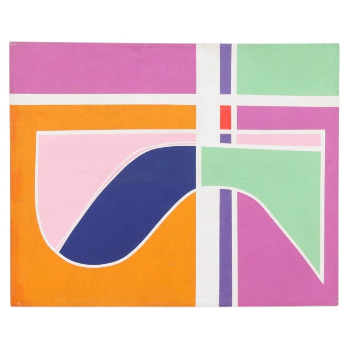 1970s Large-Scale Pop Art Acrylic Painting Attributed to Annette Robyns For Sale