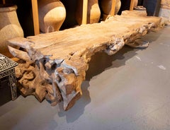 1970s Large-Scale Rustic Sculptural Table in Solid Natural Root Wood