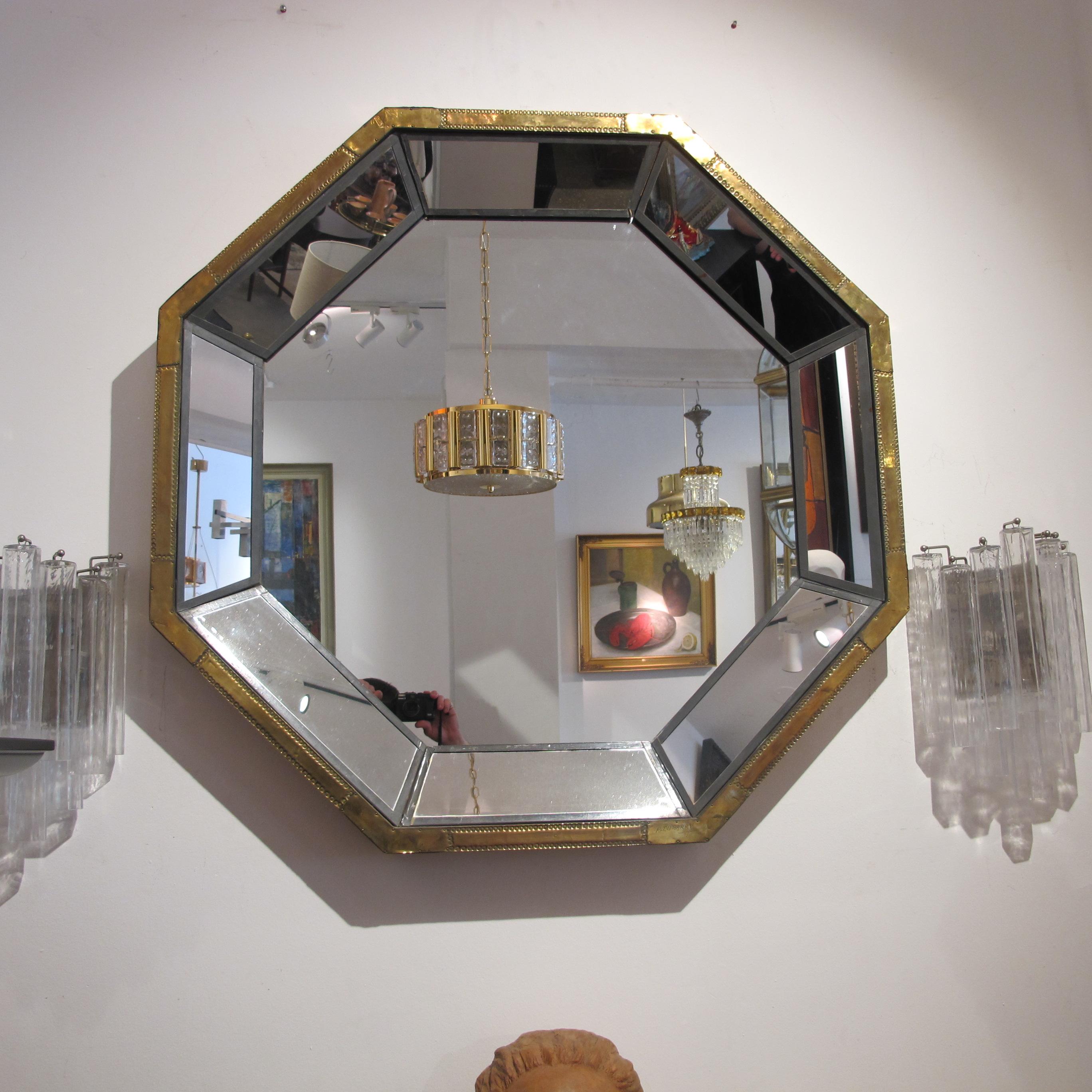1970s Large Spanish Octagonal Multi Sectional Mirror by Rodolfo Dubarry 3