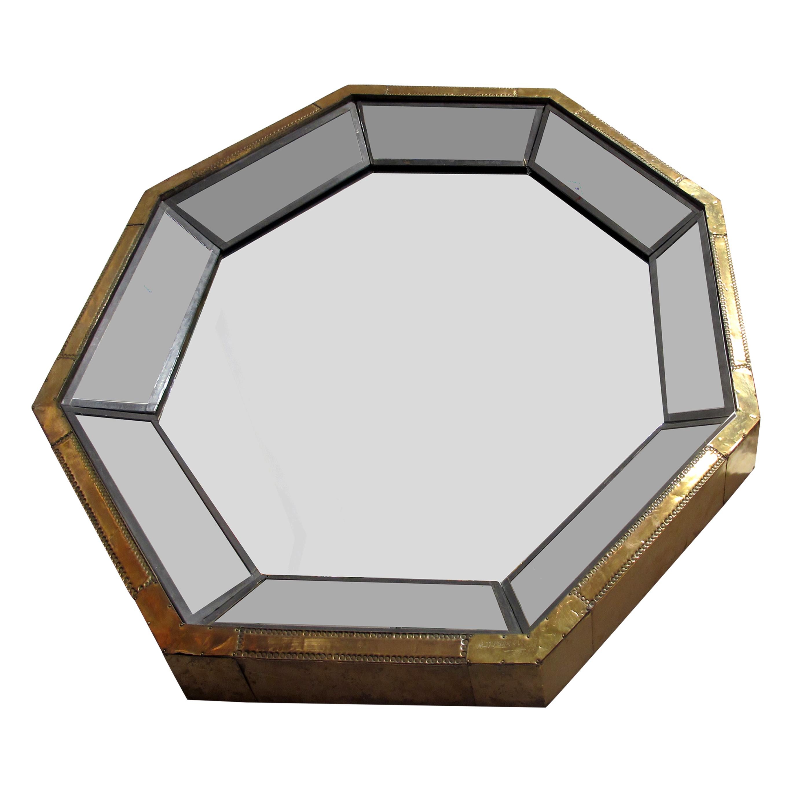 Hand-Crafted 1970s Large Spanish Octagonal Multi Sectional Mirror by Rodolfo Dubarry