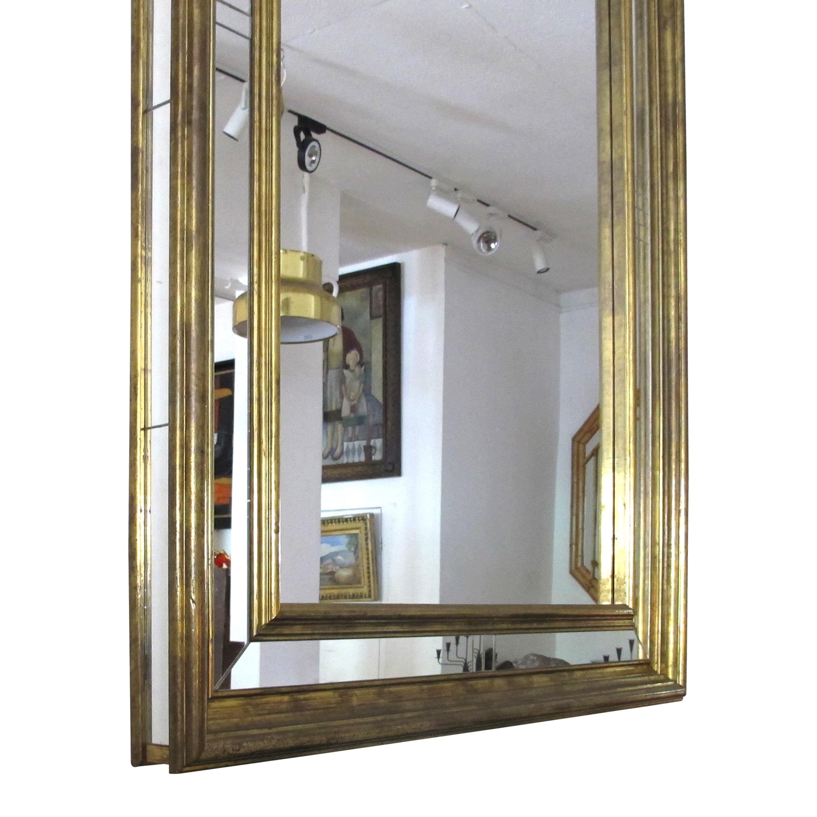 Other 1970s Large Spanish Rectangular Brass-Clad Multi-Sectional Mirror by R. Dubarry