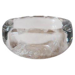 1970s Large Square Murano Glass Signed Barbini Transparent Bowl
