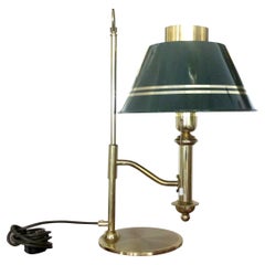1970s Large Swedish Brass Bracket Desk Table Lamp with a Green Metal Shade