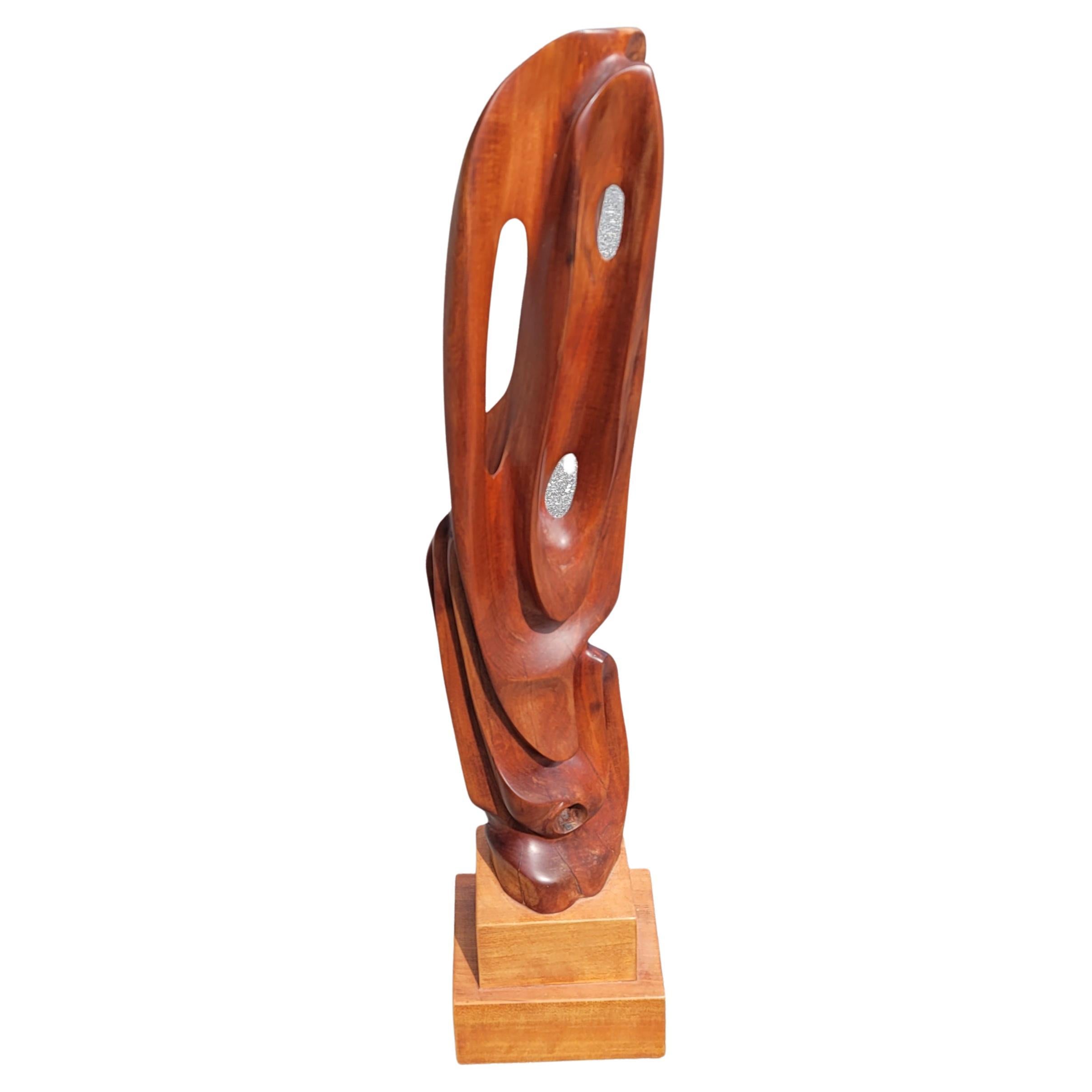 Organique Grande sculpture moderniste abstraite en teck des années 1970 en vente