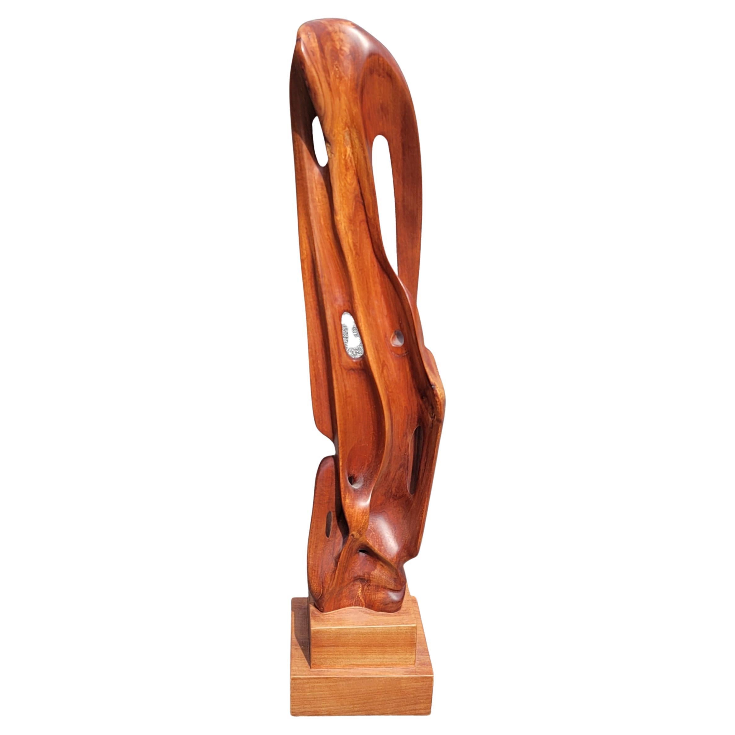 1970s Large Teak Abstract Modernist Sculpture For Sale