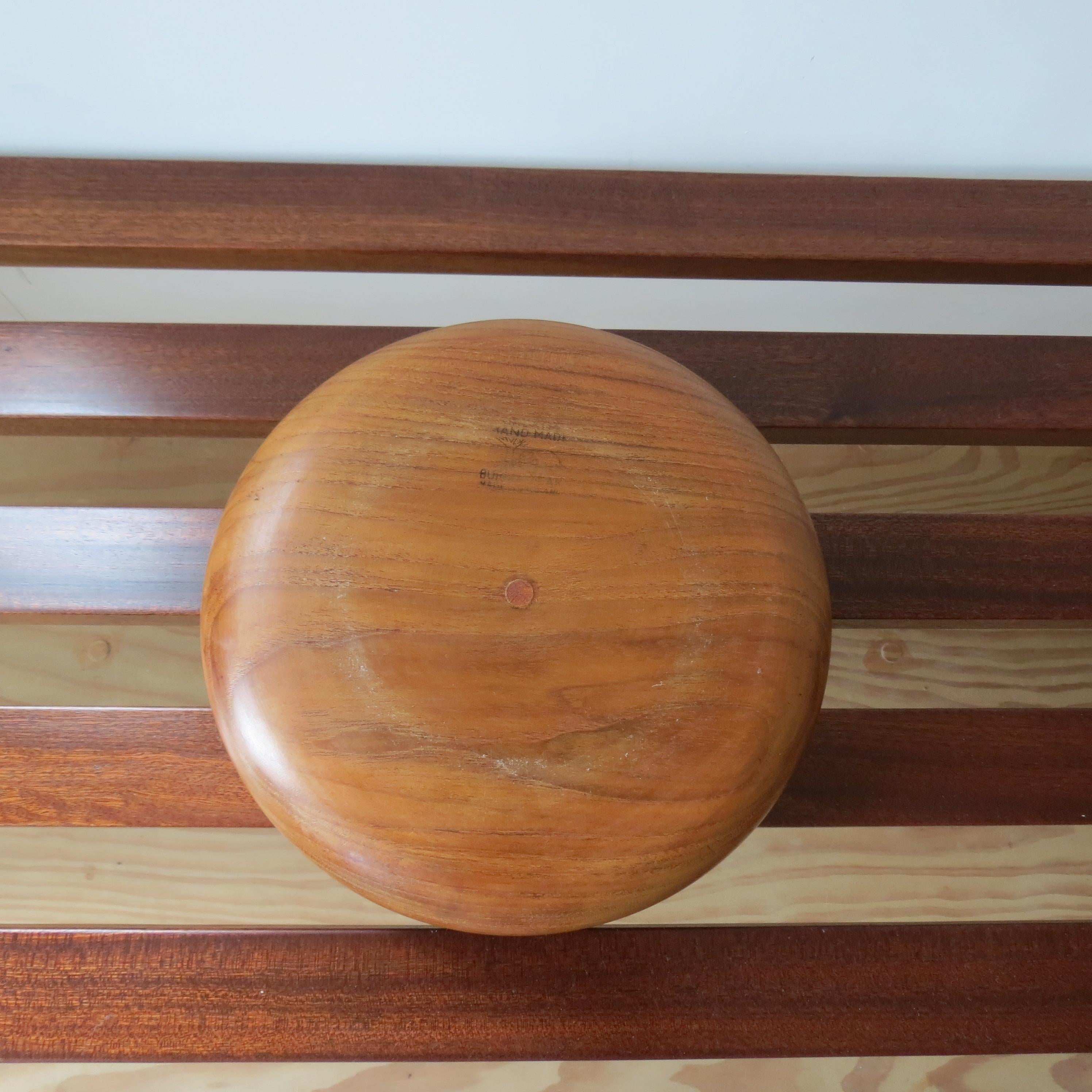 1970s Large Teak Handmade Wooden Bowl by Galatix England 4