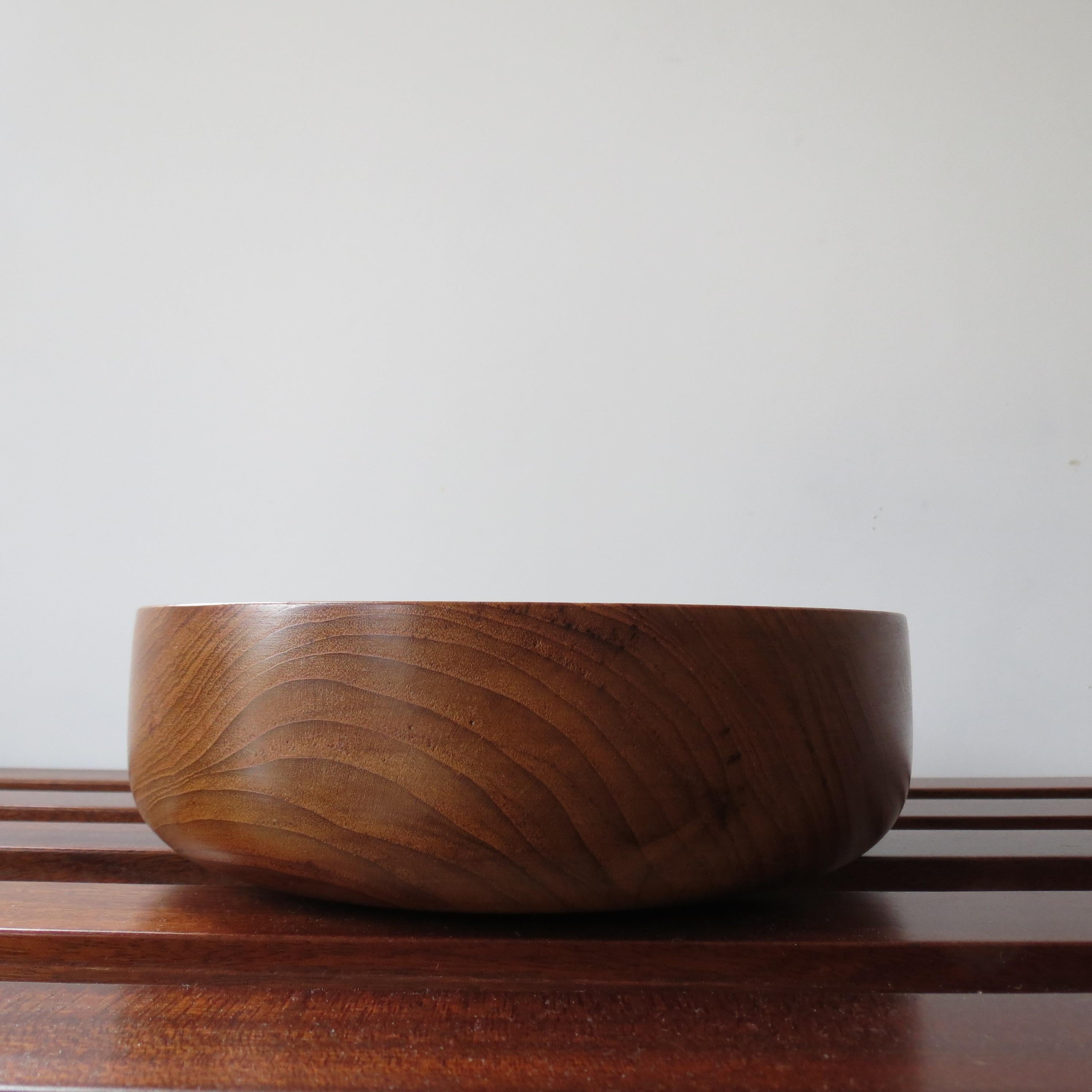 Hand-Crafted 1970s Large Teak Handmade Wooden Bowl by Galatix England