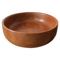 1970s Large Teak Handmade Wooden Bowl by Galatix England