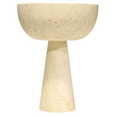 1970s Large Travertine Footed Bowl, Organic Modern Style, Italy