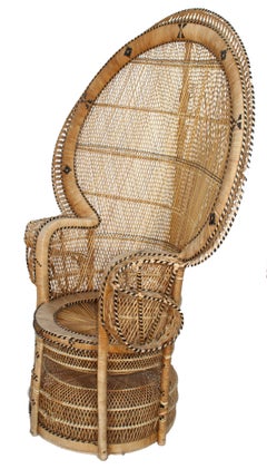 1970s Large Vintage Bohemian Emmanuelle / Peacock Wicker Chair