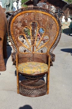 1970s Large Vintage Bohemian Emmanuelle / Peacock Wicker Chair
