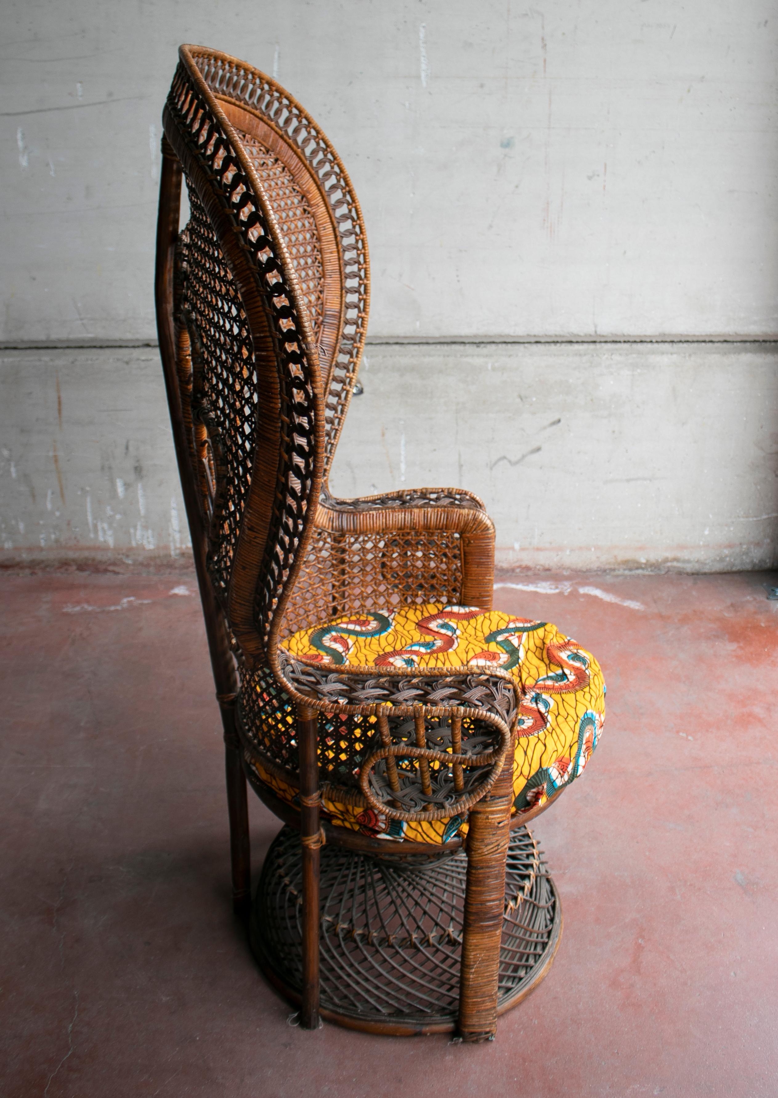 20th Century 1970s Large Vintage Bohemian Emmanuelle / Peacock Wicker Chair
