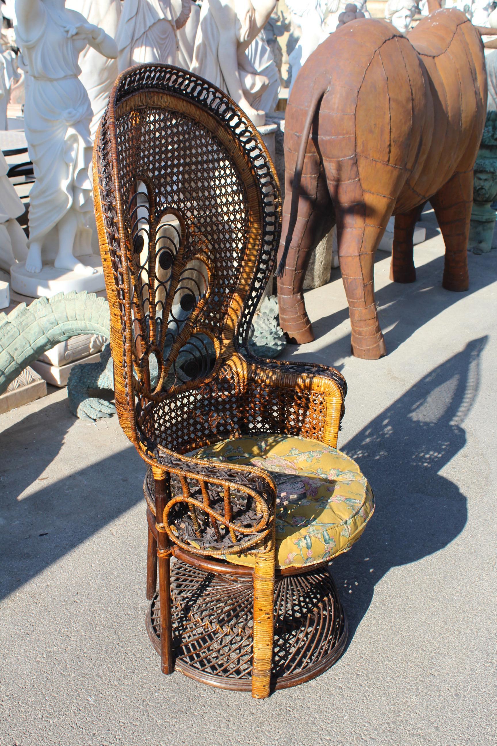 1970er Jahre Große Vintage böhmischen Emmanuelle / Peacock Wicker Chair 2